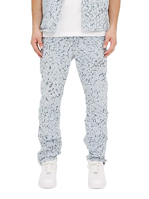 Leopard Jacquard Straight Jeans