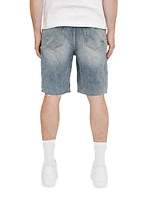 Cast Iron Raw-Edge Denim Shorts