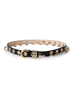 Revenge Mixed Metal Leather Belt