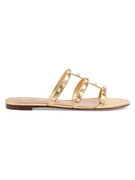 Rockstud Laminated Nappa Slide Sandals