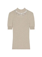 Sweater Wool and Cashmere with Crystals Pearls