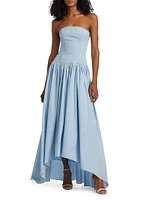 Nayara Poplin Strapless High-Low Dress