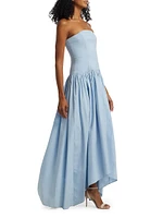 Nayara Poplin Strapless High-Low Dress