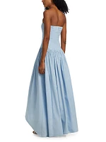 Nayara Poplin Strapless High-Low Dress