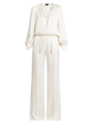Fluid Double-Knit Silk Jumpsuit