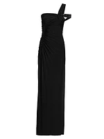 Knotted One-Shoulder Column Gown