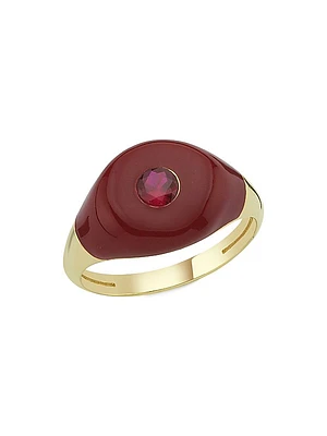 Les Bonbons 14K Yellow Gold, Enamel & Ruby Ring