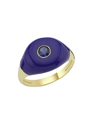 Les Bonbons 14K Yellow Gold, Enamel & Blue Sapphire Ring