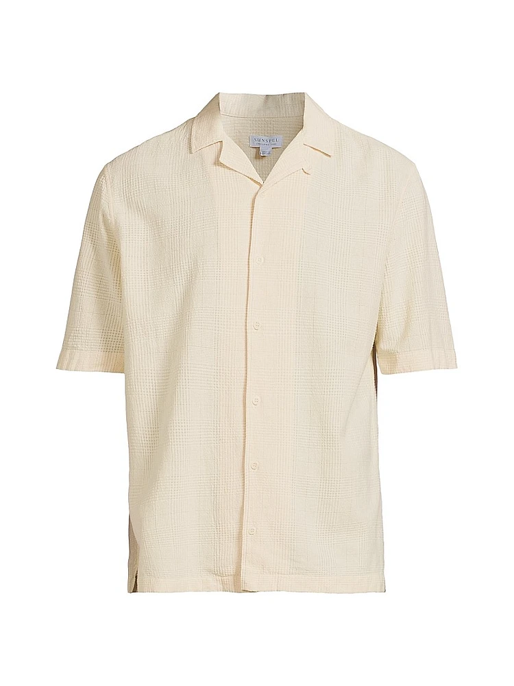 Check Woven Cotton Short-Sleeve Button-Front Shirt
