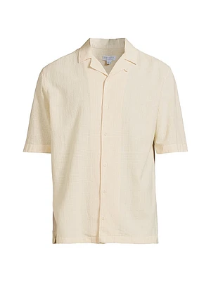 Check Woven Cotton Short-Sleeve Button-Front Shirt