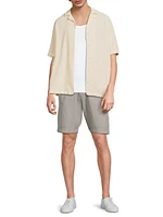Check Woven Cotton Short-Sleeve Button-Front Shirt