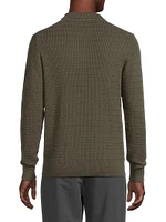 Textured Knit Cotton Split Neck Shirt