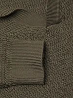 Textured Knit Cotton Split Neck Shirt