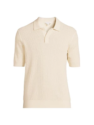 Cotton Mesh Stitch Short-Sleeve Polo Shirt