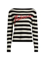 Logo-Embroidered Striped Wool Sweater