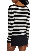 Logo-Embroidered Striped Wool Sweater