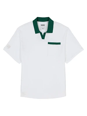 Tennis Logo Cotton Waffle-Knit Polo Shirt