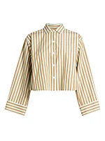 Jessie Striped Cotton Long-Sleeve Crop Top