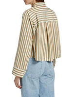 Jessie Striped Cotton Long-Sleeve Crop Top