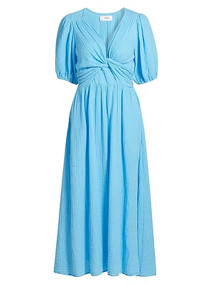 Lawsyn Cotton Twist-Front A-Line Midi-Dress