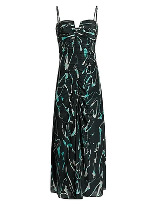 Castelli Toribia Ruched Abstract Maxi Dress