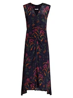 Arrecifes Tora Abstract Floral Midi-Dress