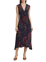 Arrecifes Tora Abstract Floral Midi-Dress