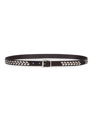 Almond Studded Leather Belt