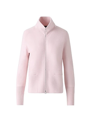 Cashmere Piqué Zip Cardigan