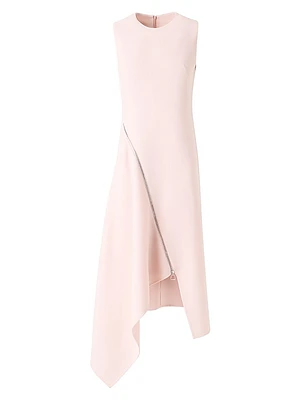 Asymmetric Zip-Detailed Wool Midi-Dress