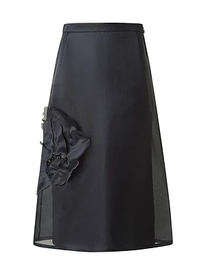 Embellished Silk Organza Midi-Skirt