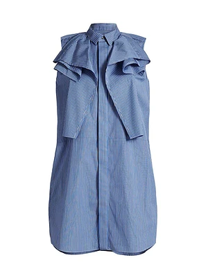 Striped Poplin Ruffle Minidress