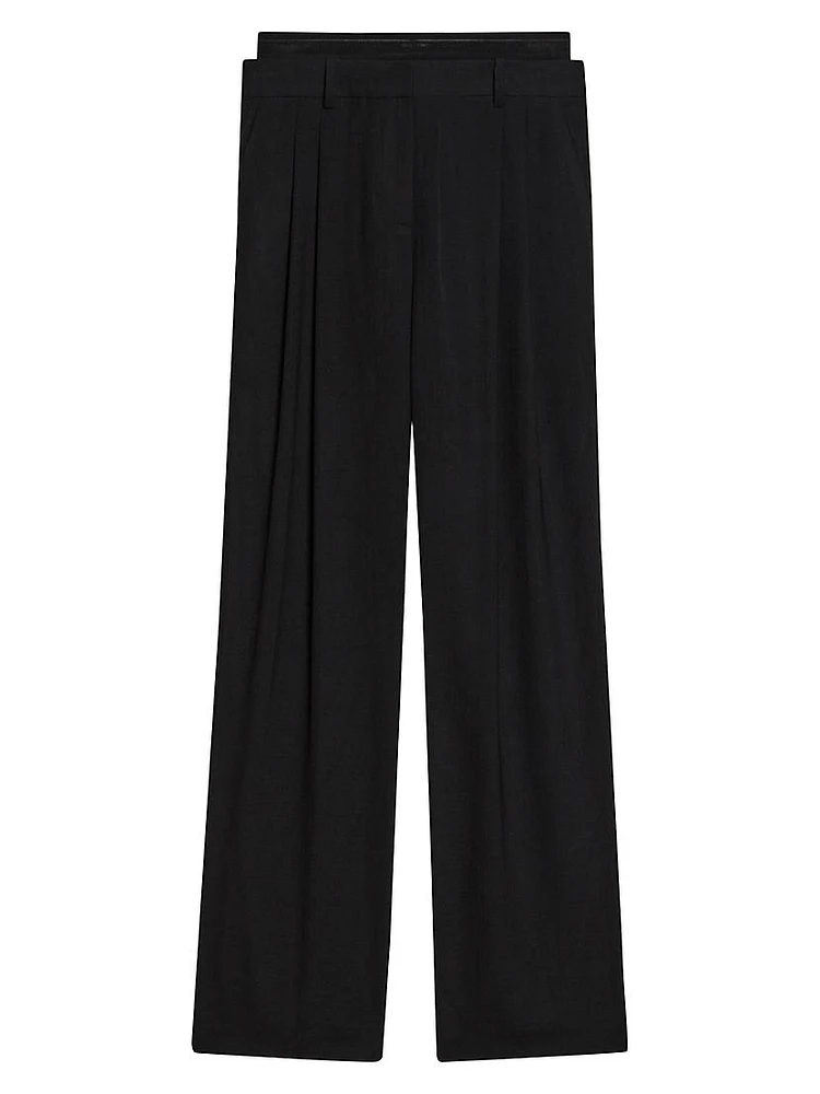 Double-Pleated Wool Trousers