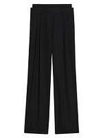 Double-Pleated Wool Trousers
