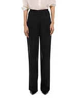 Double-Pleated Wool Trousers