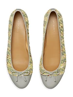 Tweed & Leather Cap-Toe Ballet Flats