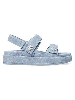 Kira Sport Printed Denim Suede Sandals