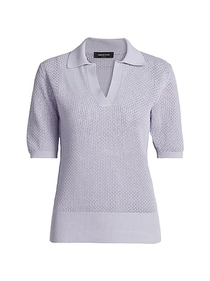 Micro Diamond Mesh Polo Shirt