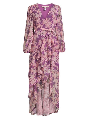 Sadey Floral Tie-Waist Midi-Dress