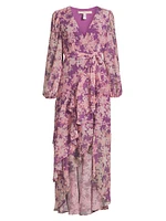 Sadey Floral Tie-Waist Midi-Dress
