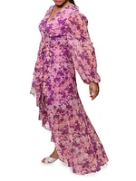 Sadey Floral Tie-Waist Midi-Dress