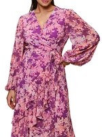 Sadey Floral Tie-Waist Midi-Dress