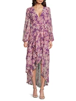 Sadey Floral Tie-Waist Midi-Dress