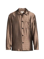 Jacquard Silk-Blend Button-Front Pajama Shirt