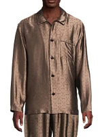 Jacquard Silk-Blend Button-Front Pajama Shirt