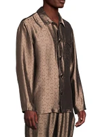 Jacquard Silk-Blend Button-Front Pajama Shirt