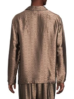 Jacquard Silk-Blend Button-Front Pajama Shirt