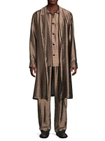Jacquard Silk-Blend Button-Front Pajama Shirt
