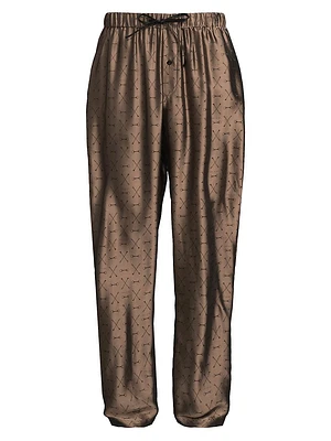 Jacquard Silk-Blend Drawstring Pajama Pants