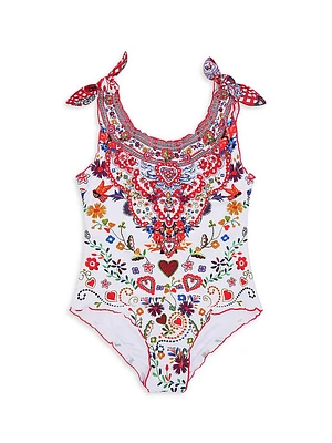 Girl's Printed One-Piece Swimsuit